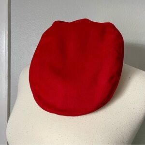 Vintage 90’s Nike Golf Bright Red Driver Cap Hat Tan Logo & Trim Newsboy